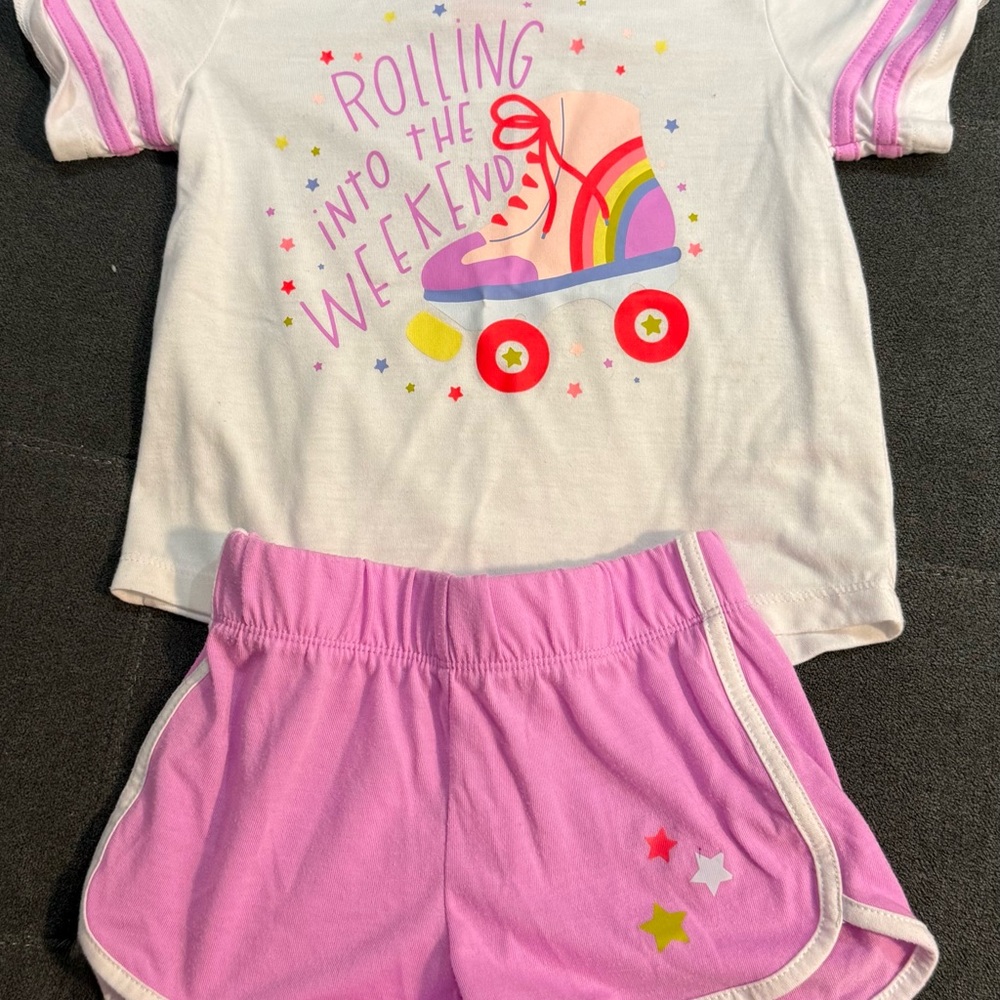 Cat & Jack Weekend Roller Skate Pajama Set - White and Purple